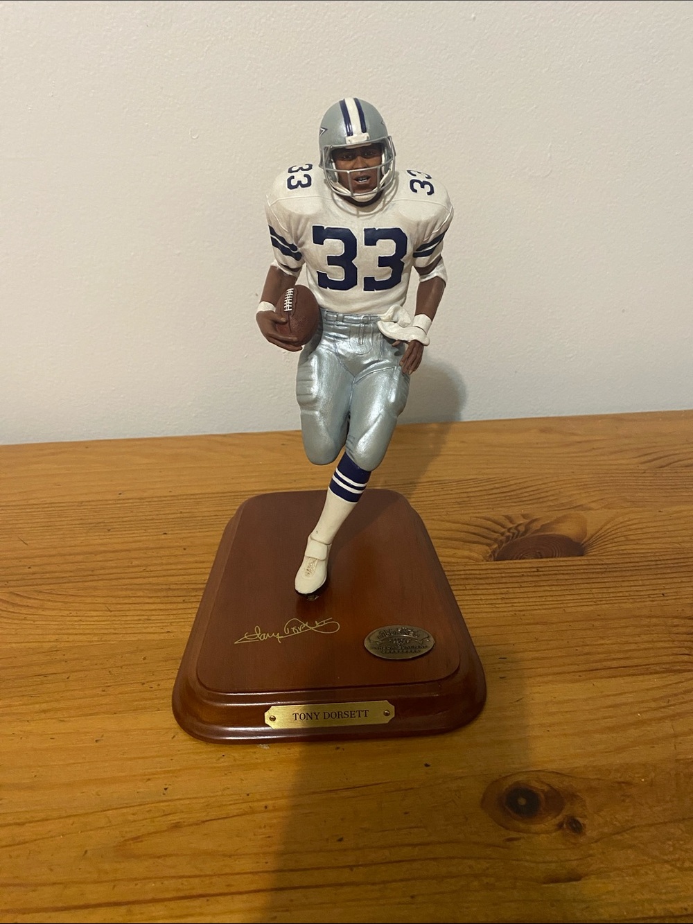 Danbury Mint Football Figurine in White & Blue